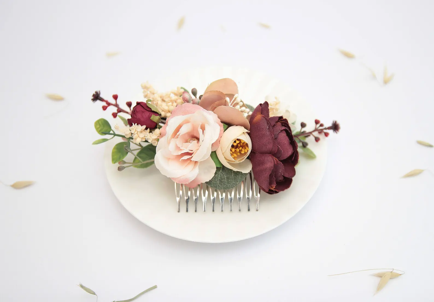 wedding flower comb, bridal flower comb, blush flower comb, boho flower comb, bridal flower comb, rustic wedding comb, bridesmaid comb, bride hair comb, holiday hair comb, burgundy floral comb, girl hair comb, nude flower comb, pastel flower comb, pink hair comb, greenery hair piece, mini hair comb, flower hair comb, orange flower comb, pink flower comb, gray flower comb, light pink comb, ivory hair piece, vintage bridal comb, outdoor wedding, floral comb bride