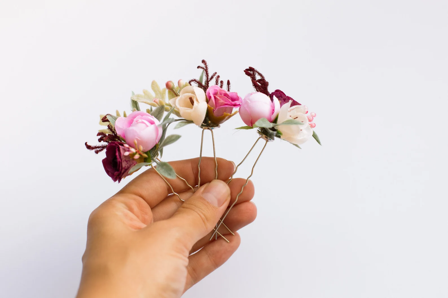 Set of 3 hair bobbi pins with lilac
