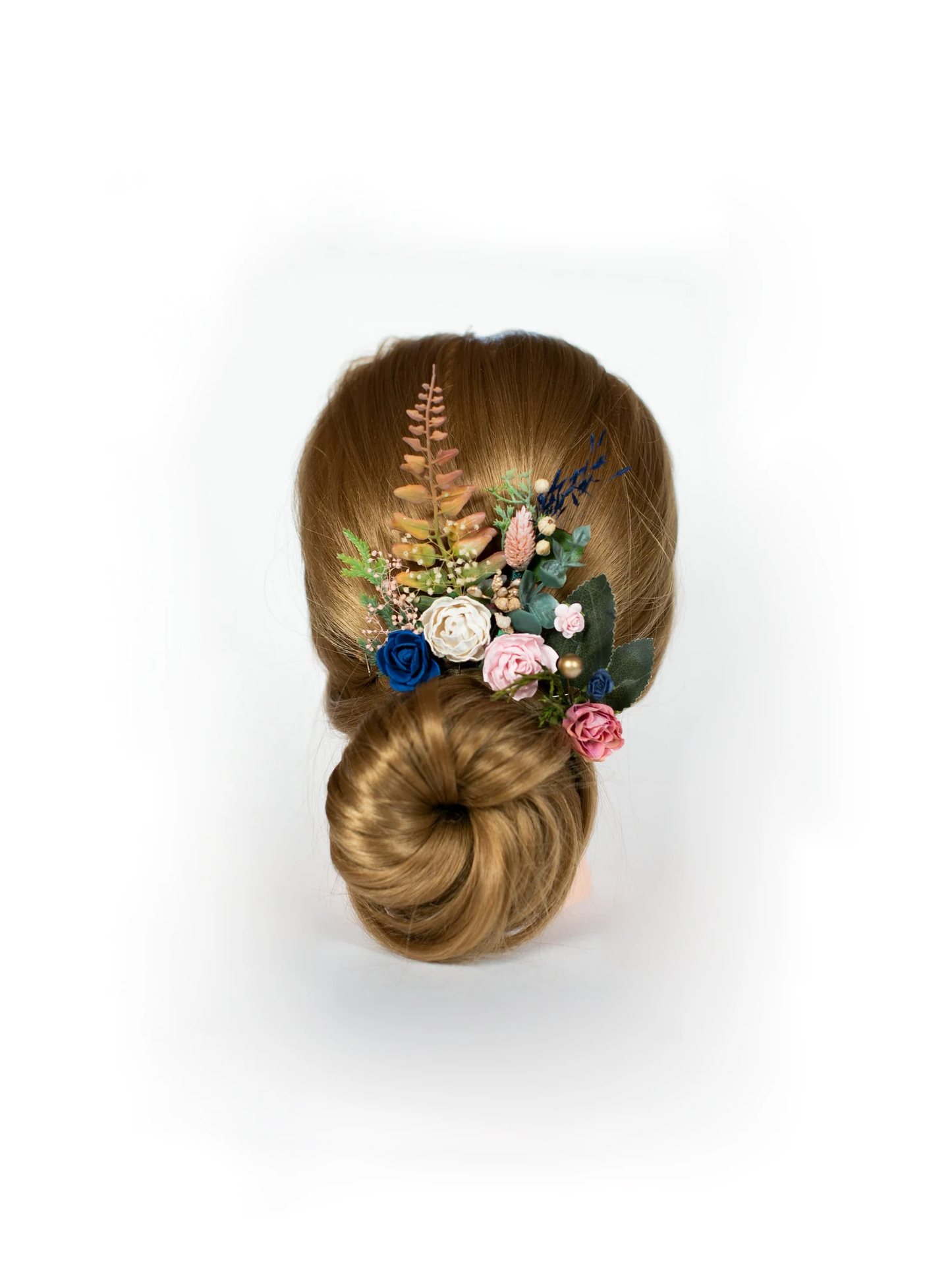 Navy blue flower hair pin