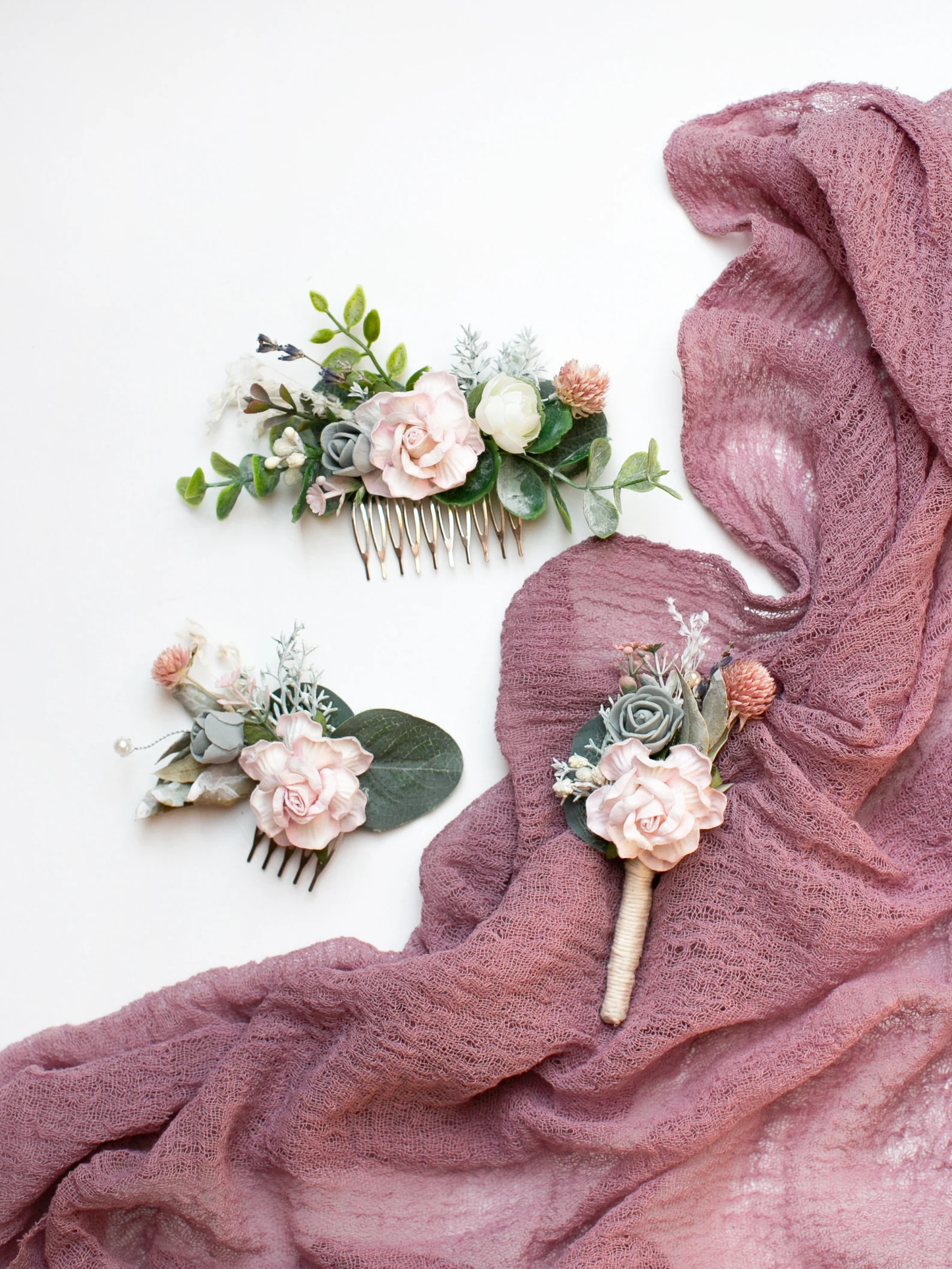 Pink flower comb