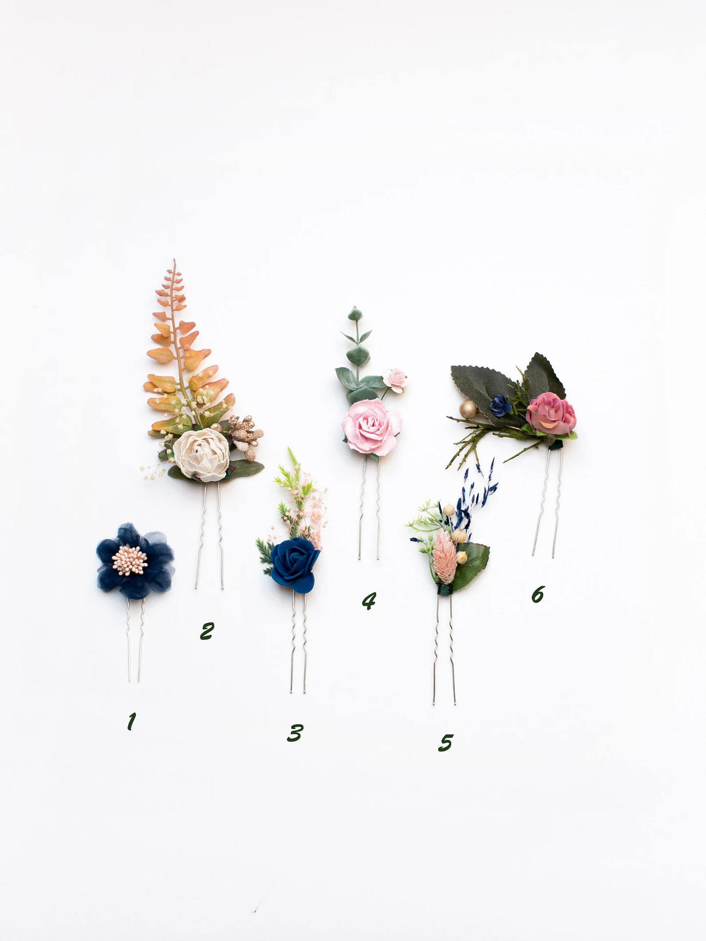 Navy blue flower hair pin
