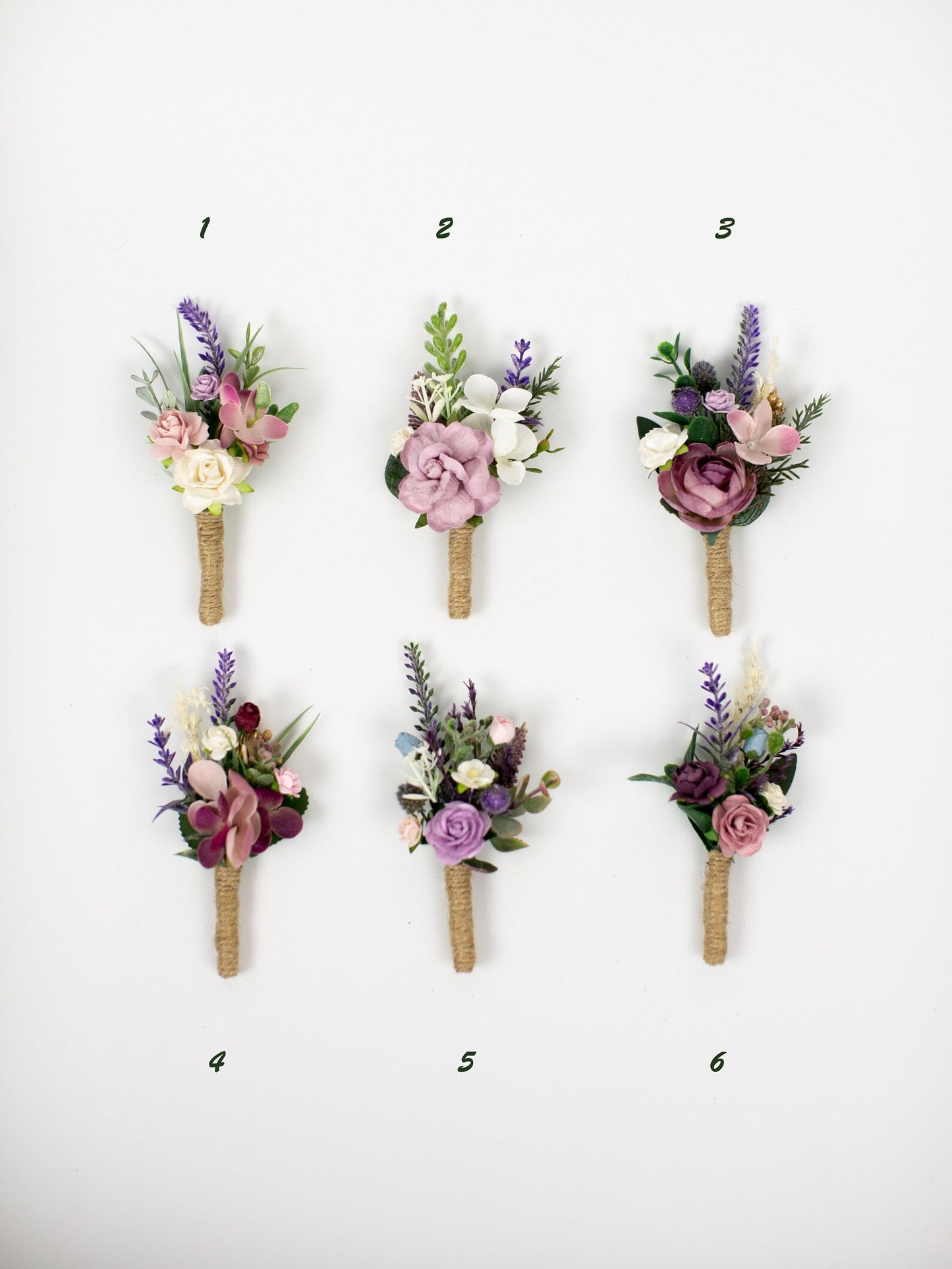 Purple, lavender boutonniere