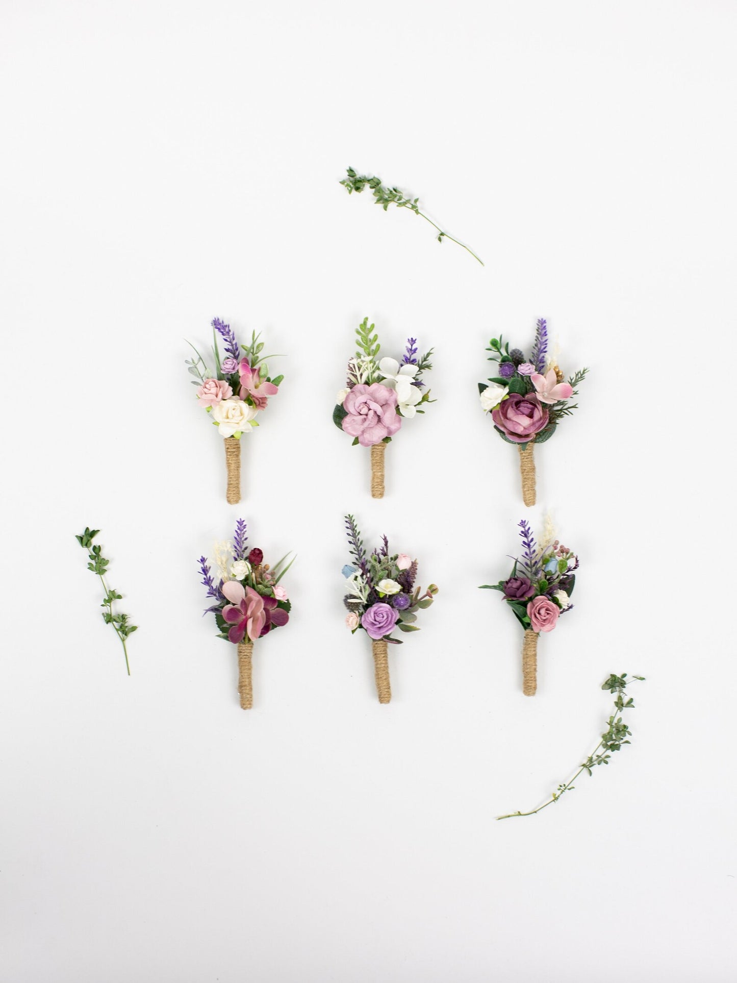 Purple, lavender boutonniere