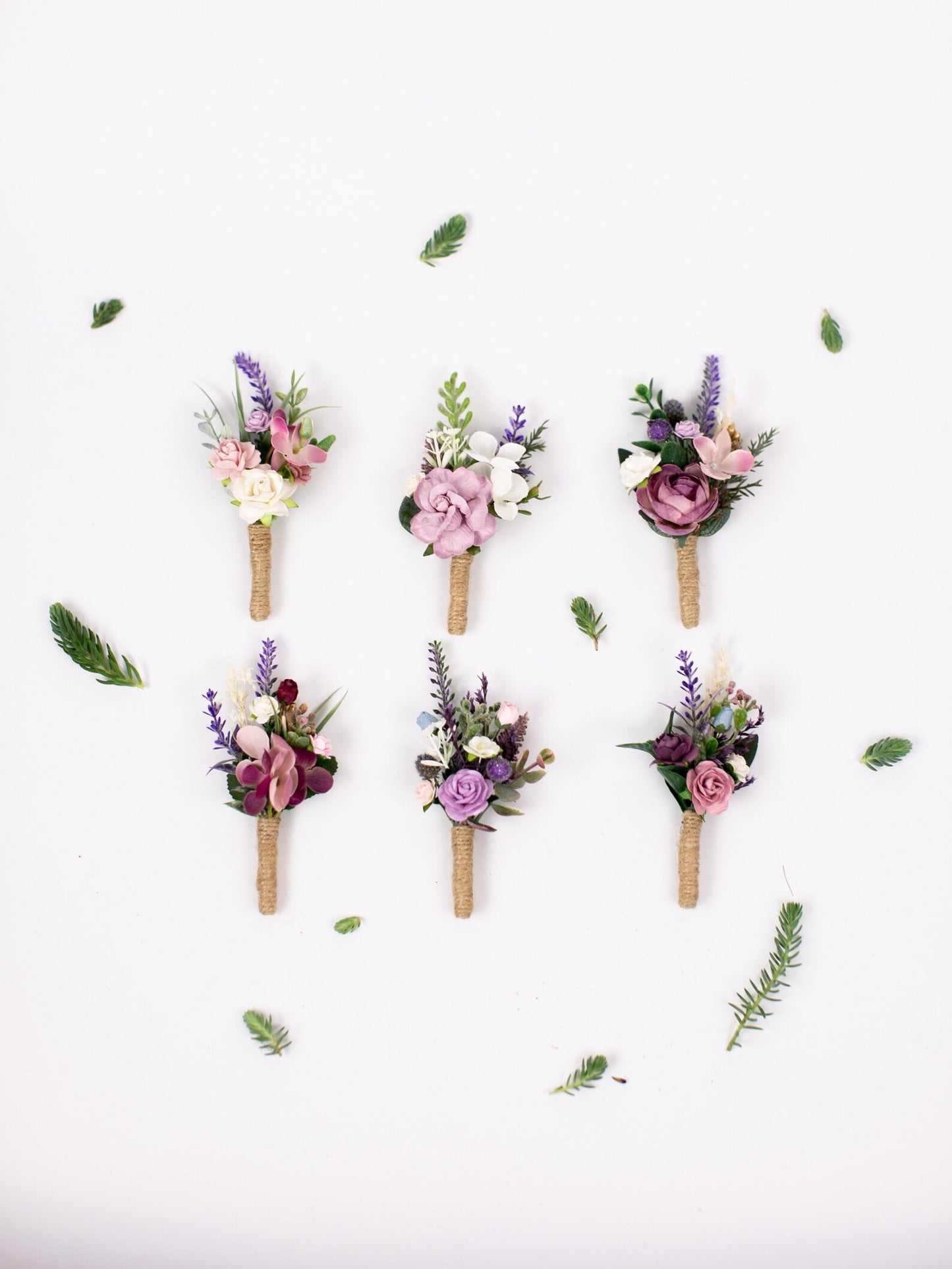 Purple, lavender boutonniere