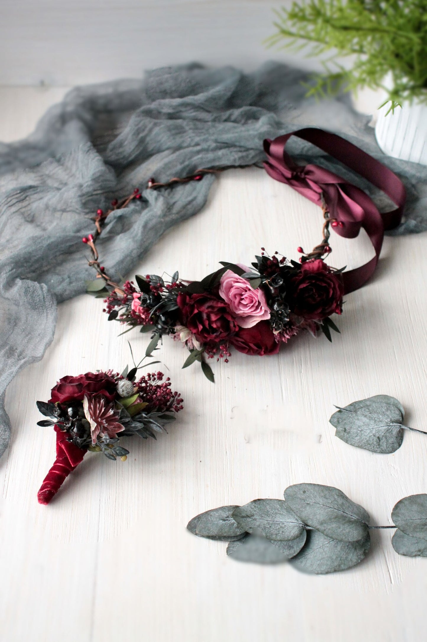 bridal flower crown, flower girl crown, flower crown, woodland crown, bridal floral crown, boho flower crown, eucalyptus crown, flower girl headband, baby flower crown, toddler crown, burgundy crown, toddler flower crown, pink flower crown, boho floral crown, fall flower crown, rustic flower crown, spring flower crown, navy blue floral crown