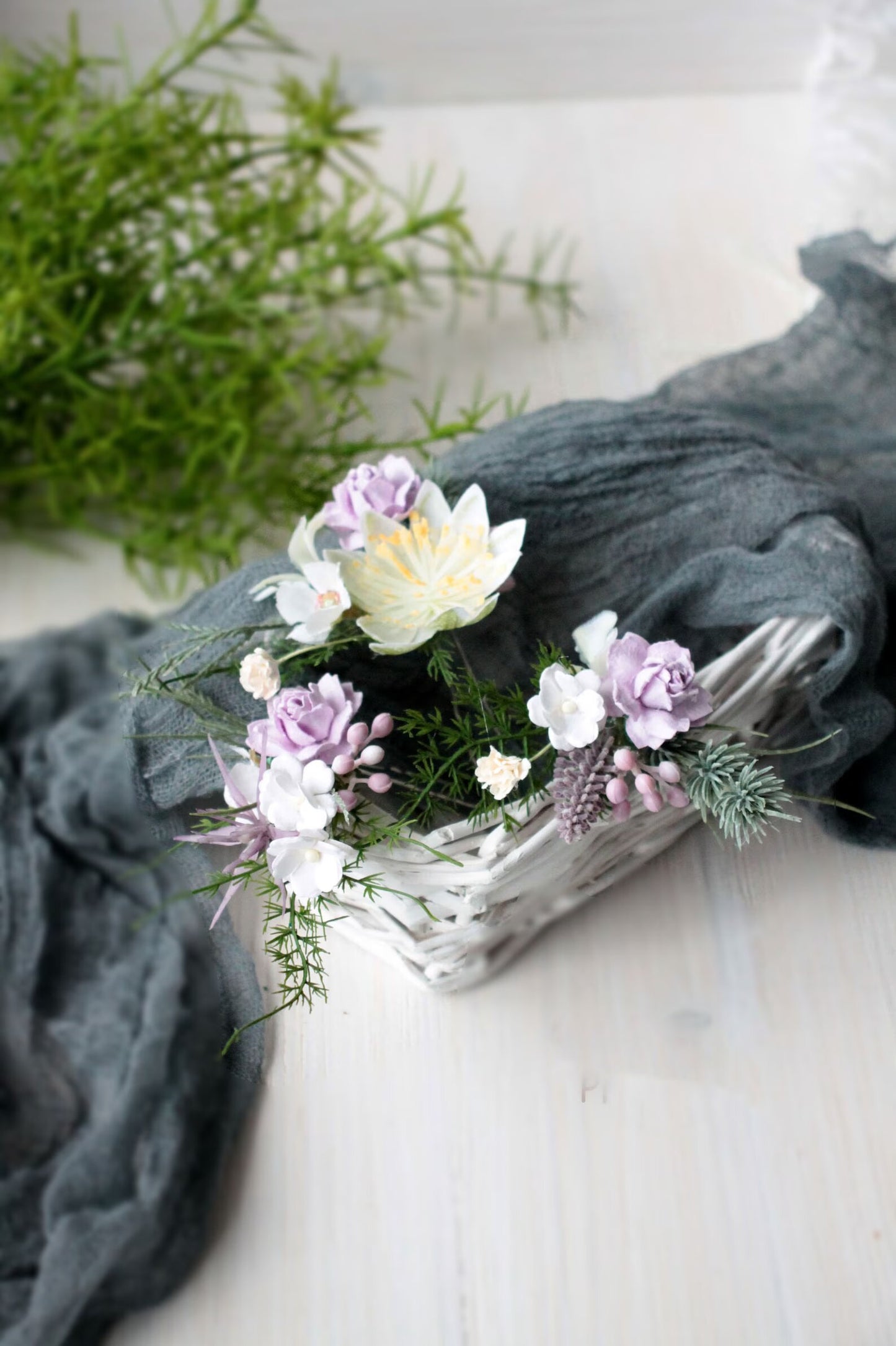 Purple flower hair pin