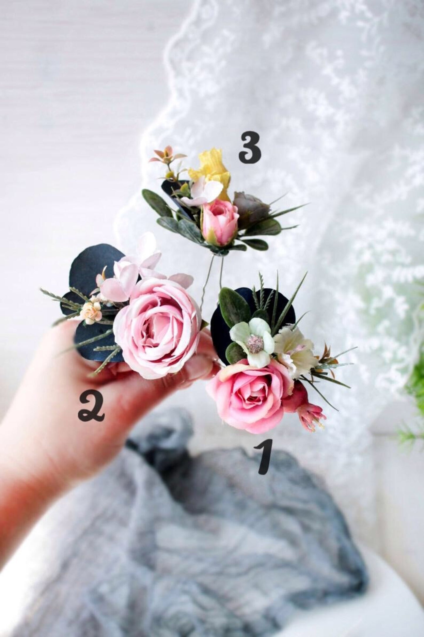Pink floral pins