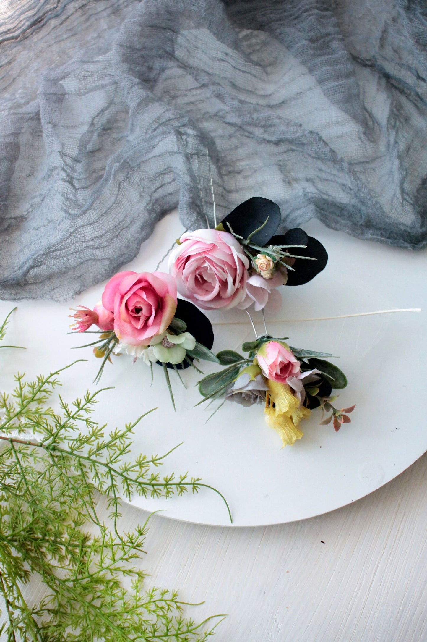Pink floral pins