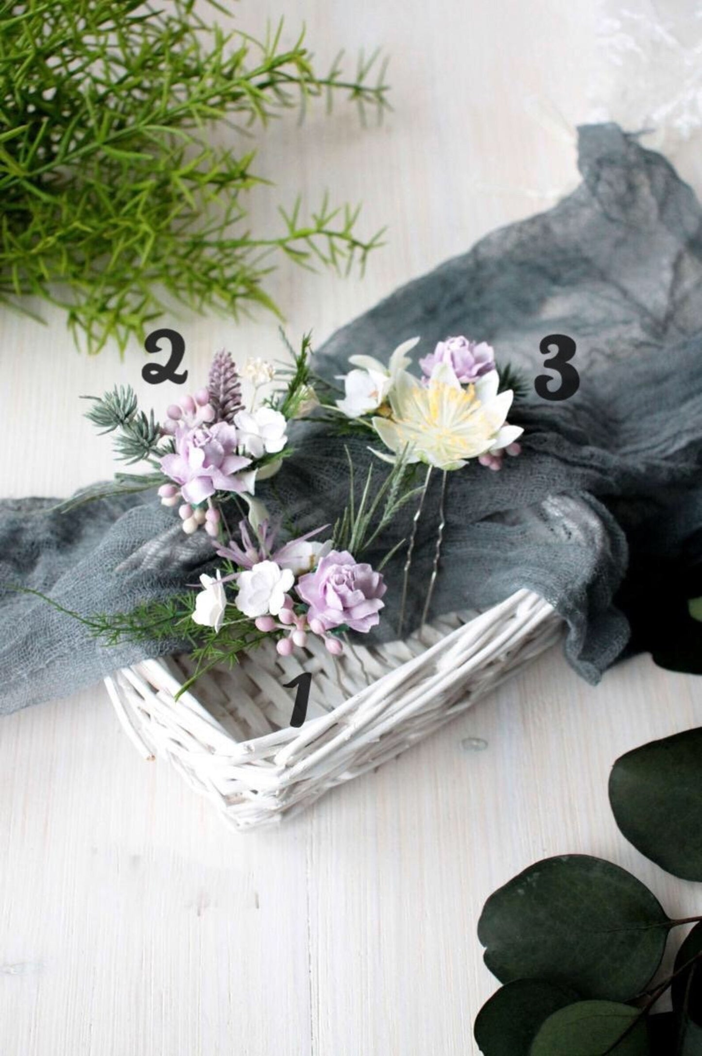 Purple flower hair pin