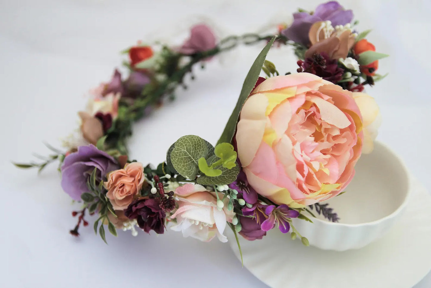 bridal flower crown, flower girl crown, flower crown, woodland crown, bridal floral crown, boho flower crown, eucalyptus crown, flower girl headband, baby flower crown, toddler crown, burgundy crown, toddler flower crown, pink flower crown, boho floral crown, fall flower crown, rustic flower crown, spring flower crown