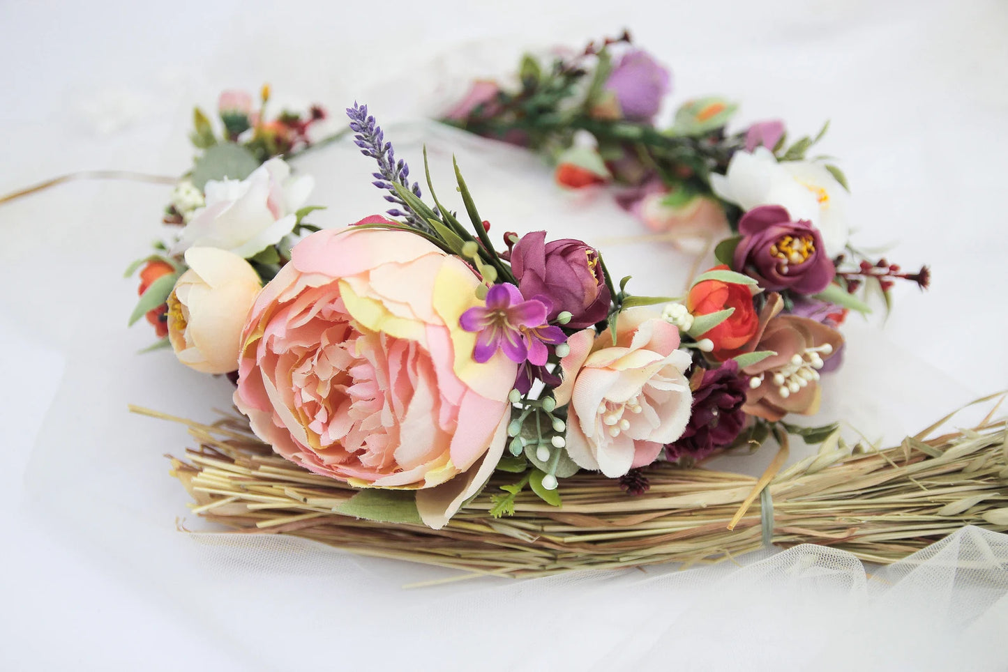 bridal flower crown, flower girl crown, flower crown, woodland crown, bridal floral crown, boho flower crown, eucalyptus crown, flower girl headband, baby flower crown, toddler crown, burgundy crown, toddler flower crown, pink flower crown, boho floral crown, fall flower crown, rustic flower crown, spring flower crown