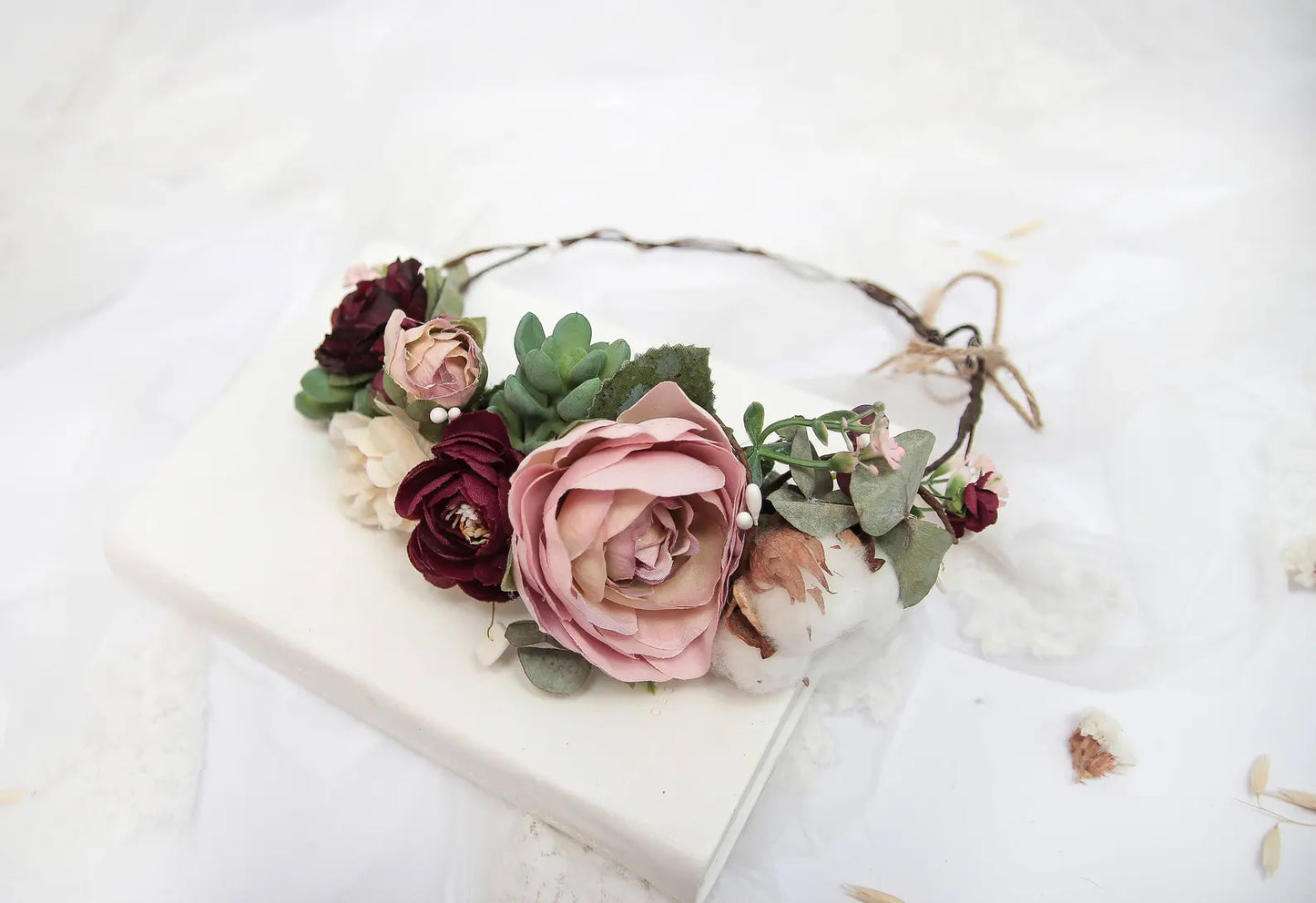 bridal flower crown, flower girl crown, flower crown, woodland crown, bridal floral crown, boho flower crown, eucalyptus crown, flower girl headband, baby flower crown, toddler crown, burgundy crown, toddler flower crown, pink flower crown, boho floral crown, fall flower crown, rustic flower crown, spring flower crown