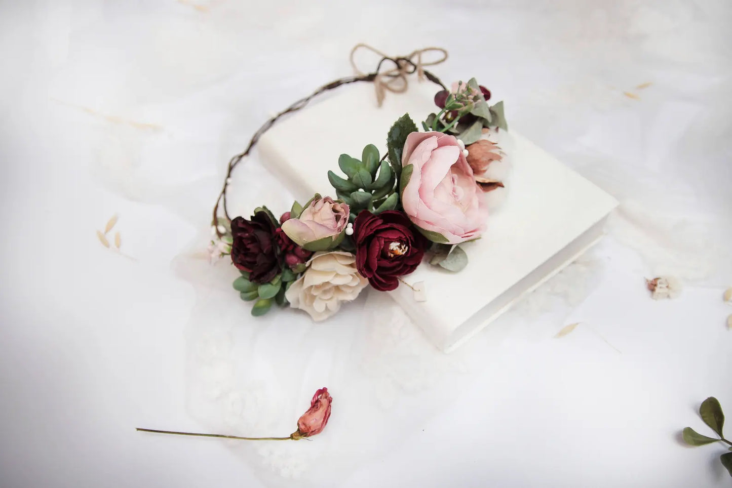 bridal flower crown, flower girl crown, flower crown, woodland crown, bridal floral crown, boho flower crown, eucalyptus crown, flower girl headband, baby flower crown, toddler crown, burgundy crown, toddler flower crown, pink flower crown, boho floral crown, fall flower crown, rustic flower crown, spring flower crown