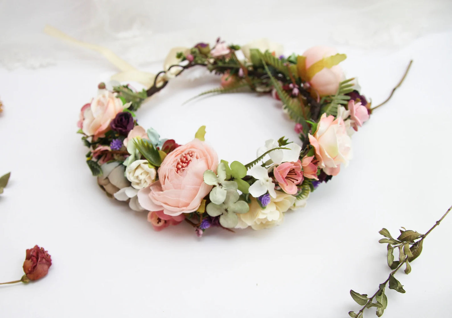 bridal flower crown, flower girl crown, flower crown, woodland crown, bridal floral crown, boho flower crown, eucalyptus crown, flower girl headband, baby flower crown, toddler crown, burgundy crown, toddler flower crown, pink flower crown, boho floral crown, fall flower crown, rustic flower crown, spring flower crown