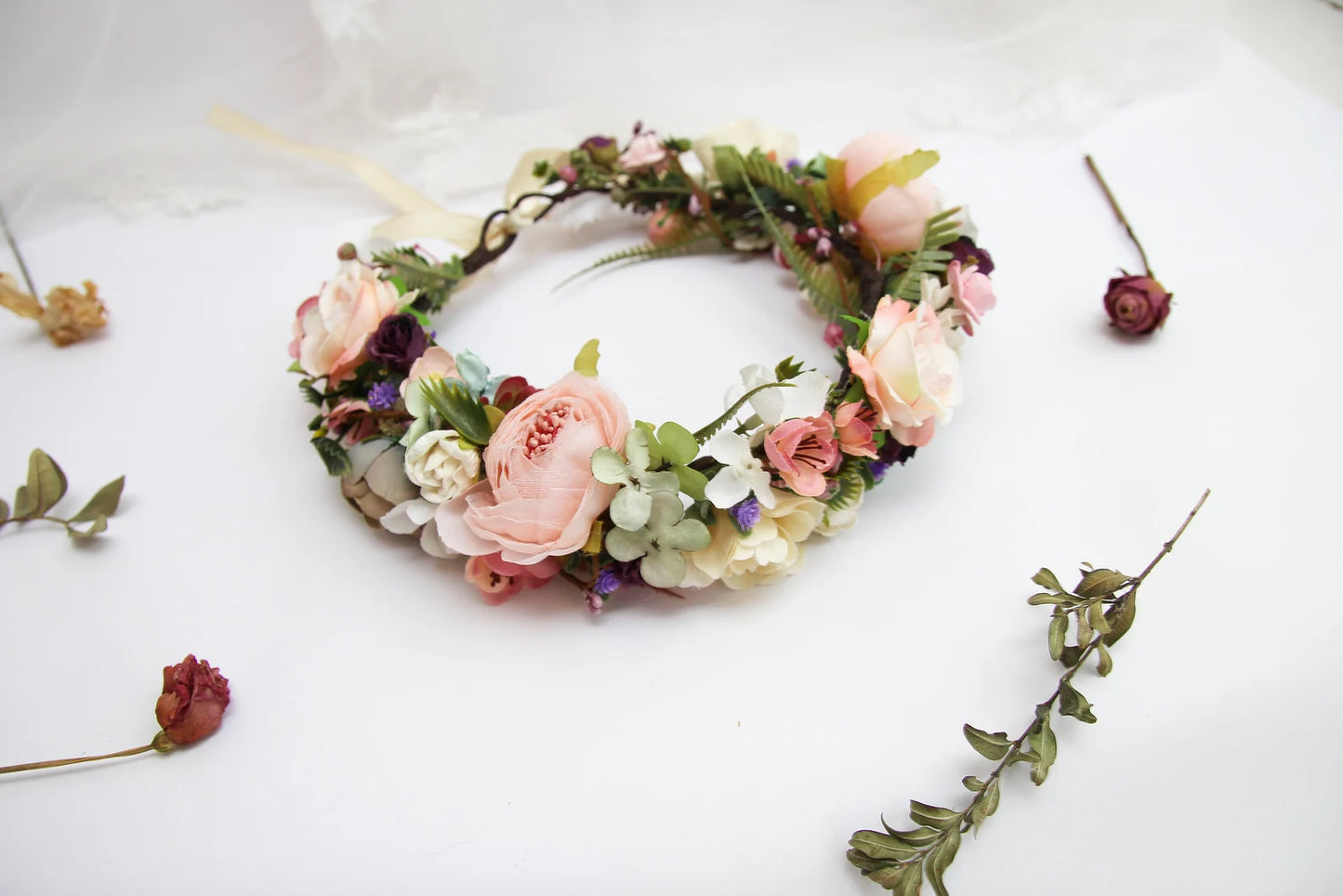 bridal flower crown, flower girl crown, flower crown, woodland crown, bridal floral crown, boho flower crown, eucalyptus crown, flower girl headband, baby flower crown, toddler crown, burgundy crown, toddler flower crown, pink flower crown, boho floral crown, fall flower crown, rustic flower crown, spring flower crown