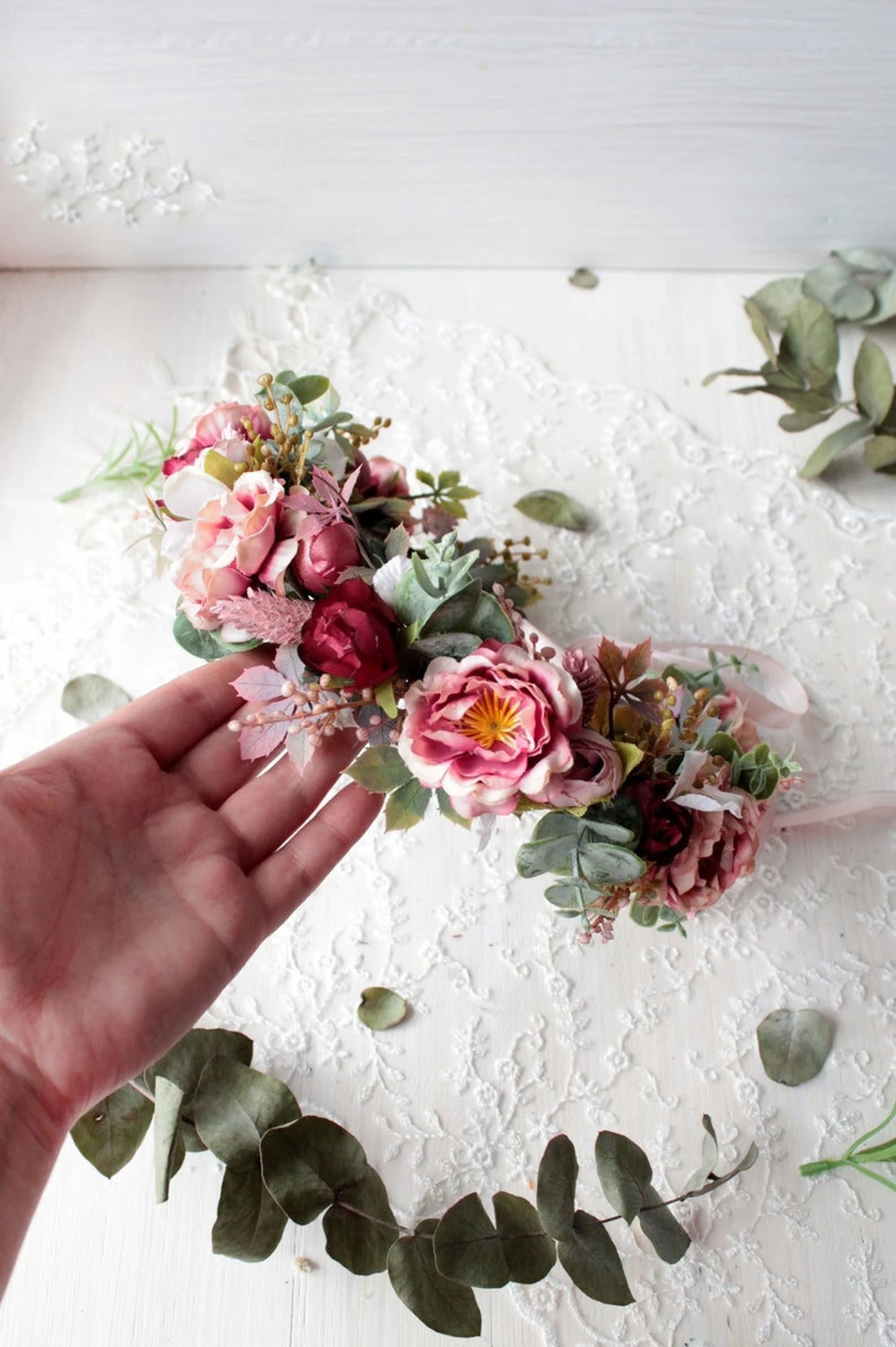 bridal flower crown, flower girl crown, flower crown, woodland crown, bridal floral crown, boho flower crown, eucalyptus crown, flower girl headband, baby flower crown, toddler crown, burgundy crown, toddler flower crown, pink flower crown, boho floral crown, fall flower crown, rustic flower crown, spring flower crown