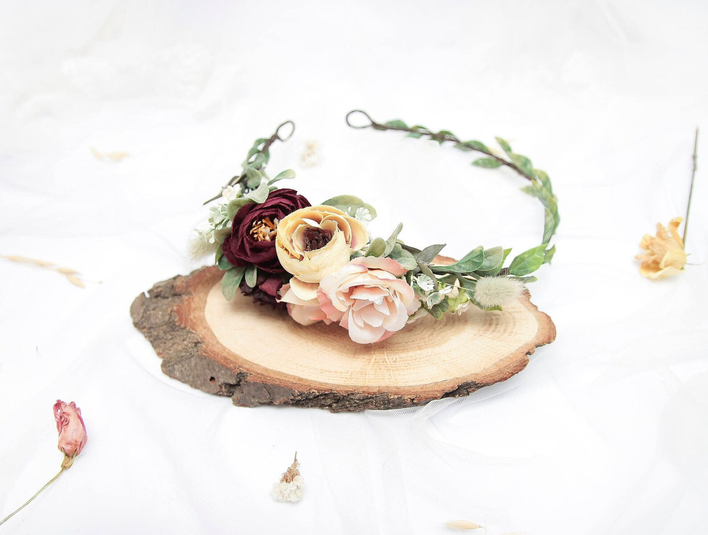 bridal flower crown, flower girl crown, flower crown, woodland crown, bridal floral crown, boho flower crown, eucalyptus crown, flower girl headband, baby flower crown, toddler crown, burgundy crown, toddler flower crown, pink flower crown, boho floral crown, fall flower crown, rustic flower crown, spring flower crown