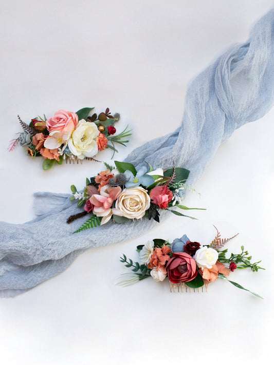 wedding flower comb, bridal flower comb, blush flower comb, boho flower comb, bridal flower comb, rustic wedding comb, bridesmaid comb, bride hair comb, holiday hair comb, burgundy floral comb, girl hair comb, nude flower comb, pastel flower comb, pink hair comb, greenery hair piece, mini hair comb, flower hair comb, orange flower comb, pink flower comb, grey flower comb, light pink comb, ivory hair piece, vintage bridal comb, outdoor wedding, floral comb bride