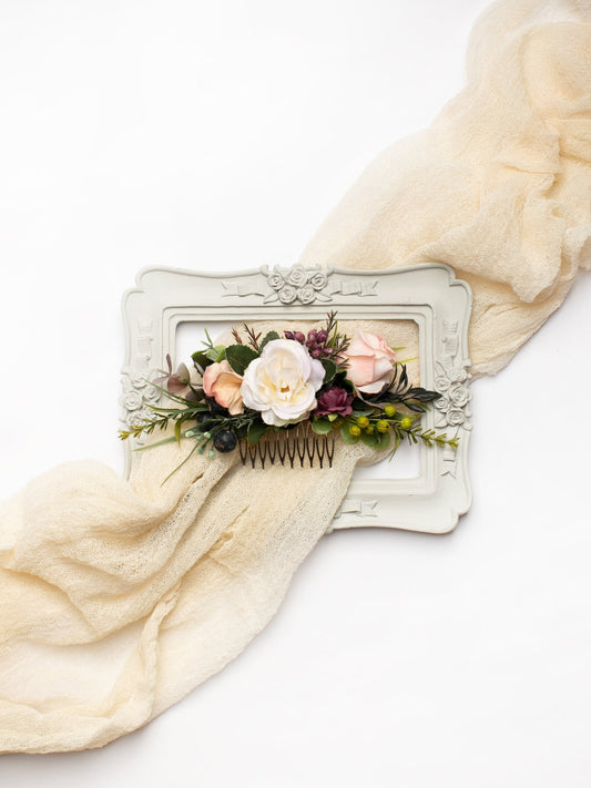 wedding flower comb, bridal flower comb, blush flower comb, boho flower comb, bridal flower comb, rustic wedding comb, bridesmaid comb, bride hair comb, holiday hair comb, burgundy floral comb, girl hair comb, nude flower comb, pastel flower comb, pink hair comb, greenery hair piece, mini hair comb, flower hair comb, orange flower comb, pink flower comb, gray flower comb, light pink comb, ivory hair piece, vintage bridal comb, outdoor wedding, floral comb bride