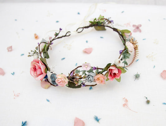 bridal flower crown, flower girl crown, flower crown, toddler flower crown, woodland crown, bridal floral crown, boho flower crown, eucalyptus crown, flower girl headband, baby flower crown, toddler crown, burgundy crown, pink flower crown, boho floral crown, fall flower crown, rustic flower crown, spring flower crown
