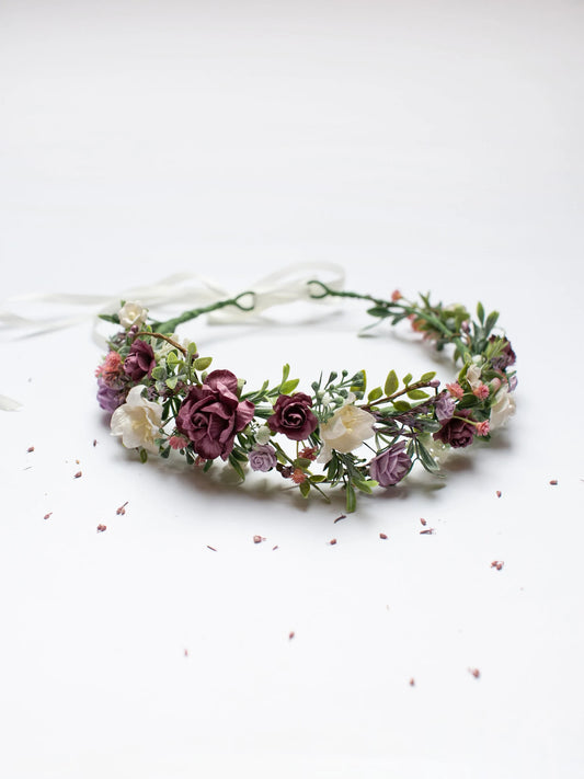 bridal flower crown, flower girl crown, flower crown, toddler flower crown, woodland crown, bridal floral crown, boho flower crown, eucalyptus crown, flower girl headband, baby flower crown, toddler crown, burgundy crown, pink flower crown, boho floral crown, fall flower crown, rustic flower crown, spring flower crown